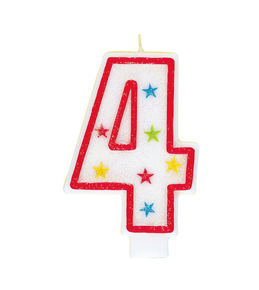 Numeral Candle with Happy Birthday Cake Topper - 4 - The Party Marketplace