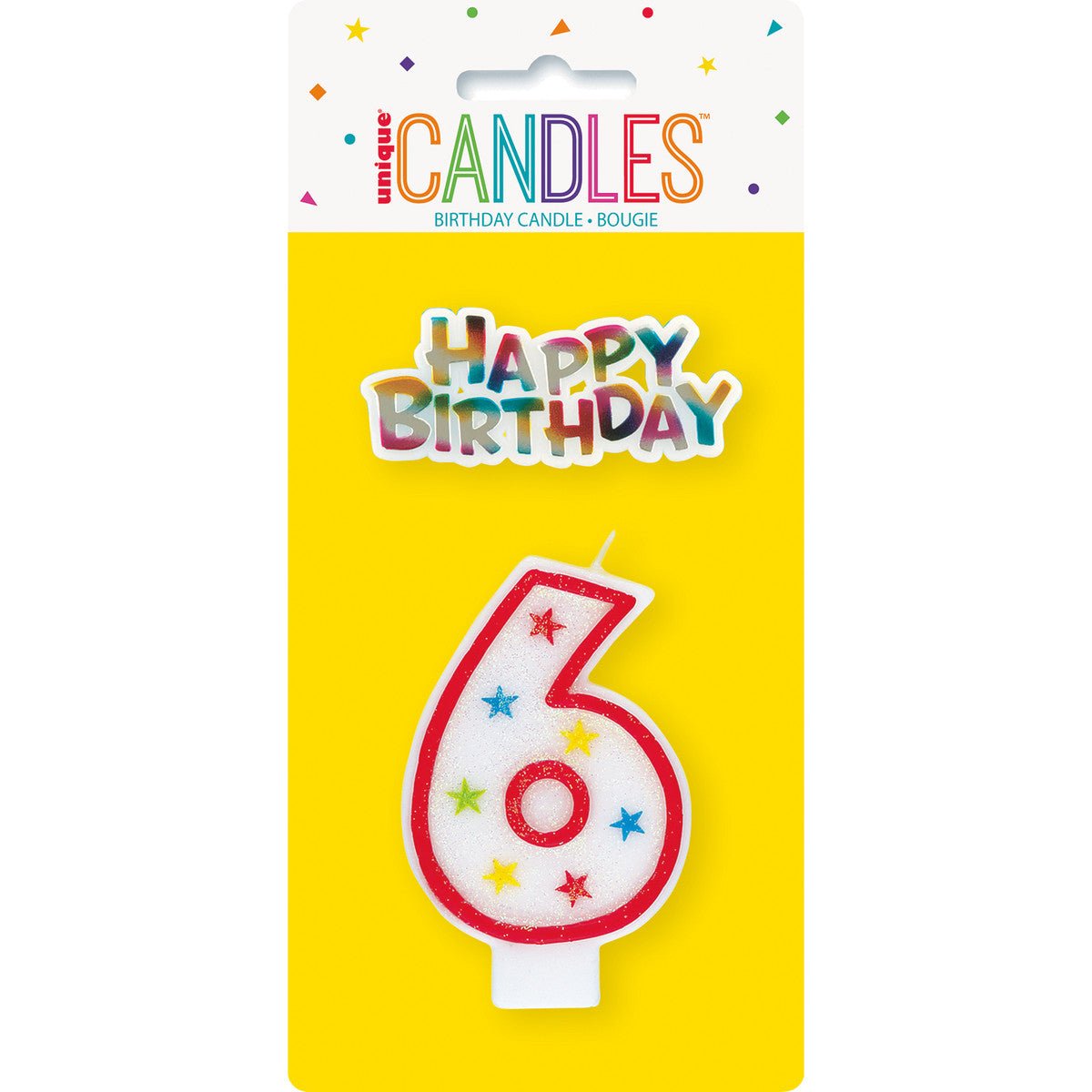 Numeral Candle with Happy Birthday Cake Topper - 6 - The Party Marketplace
