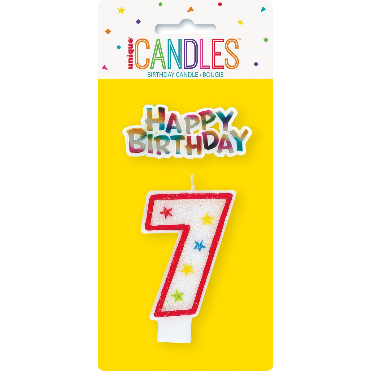 Numeral Candle with Happy Birthday Cake Topper - 7 - The Party Marketplace