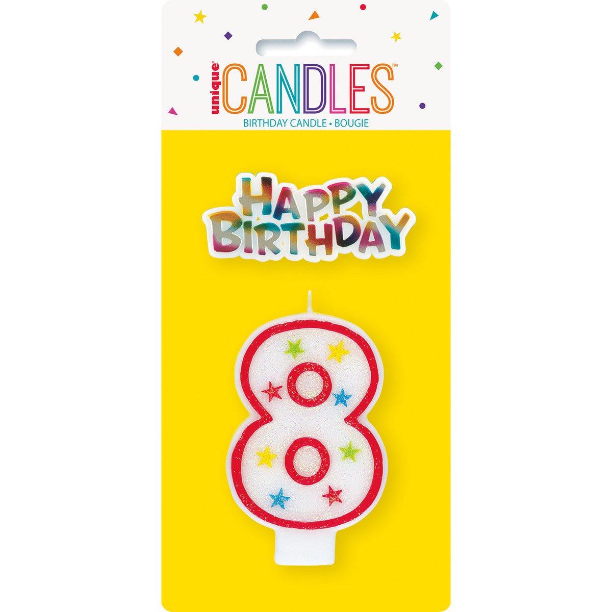 Numeral Candle with Happy Birthday Cake Topper - 8 - The Party Marketplace