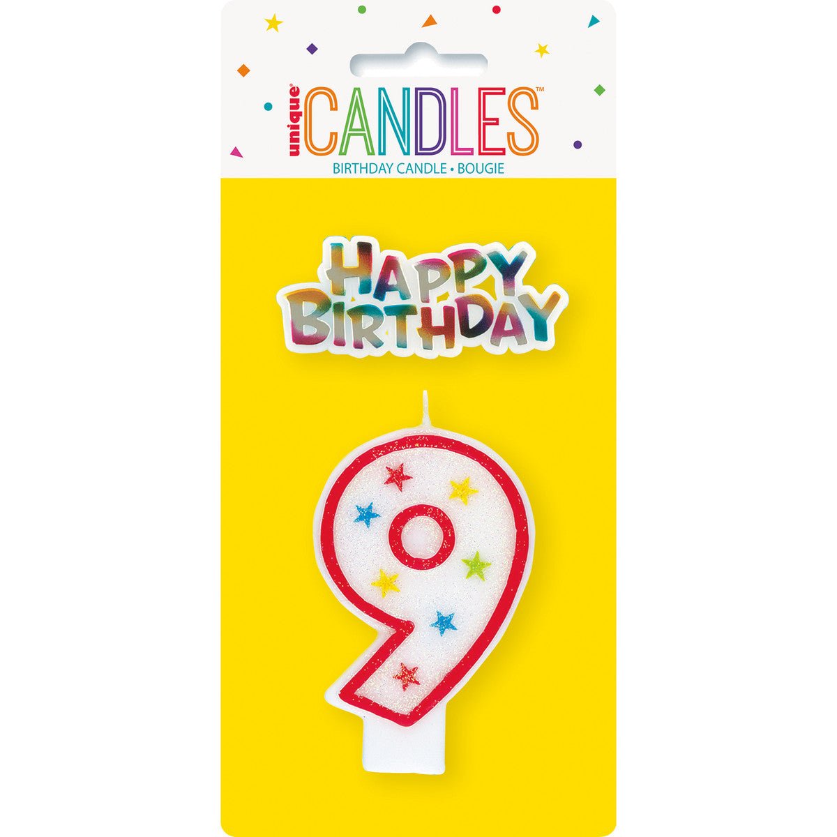 Numeral Candle with Happy Birthday Cake Topper - 9 - The Party Marketplace