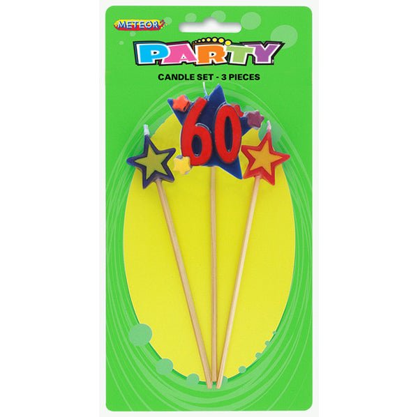 Numeral Pick Candle Set - 60 (3 piece set) - The Party Marketplace
