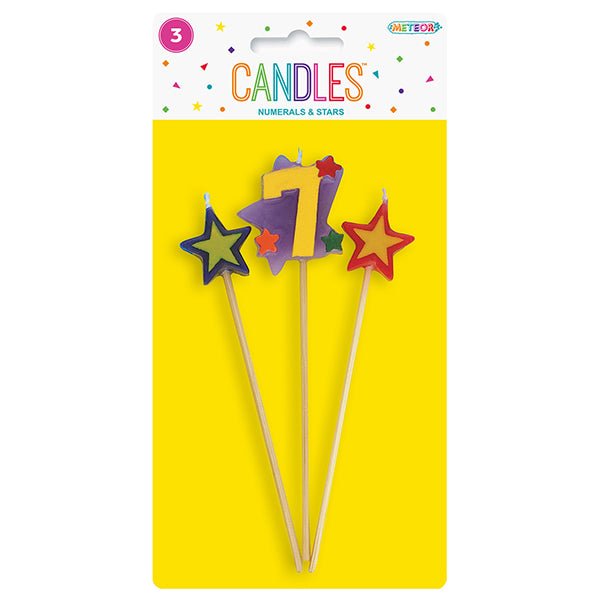 Numeral Pick Candle Set - 7 (3 piece set) - The Party Marketplace