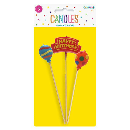 Numeral Pick Candle Set - Happy Birthday (3 piece set) - The Party Marketplace