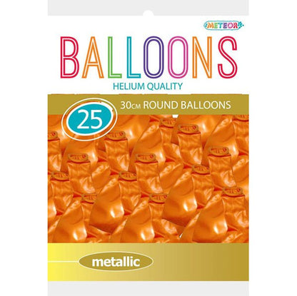 Orange Metallic Balloons 30cm (Pack of 25) - The Party Marketplace