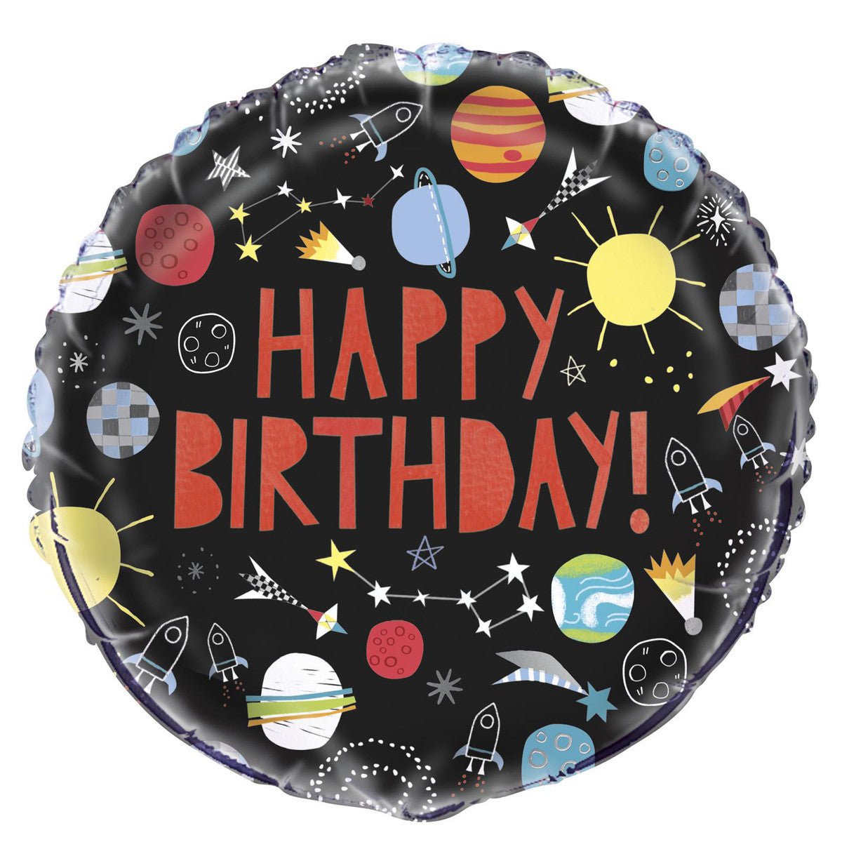 Outer Space "Happy Birthday" Foil Balloon 45cm - The Party Marketplace