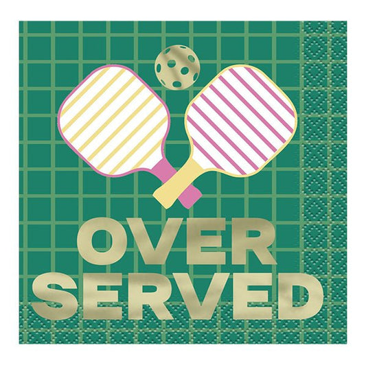 "Over Served" Foil Stamped Beverage Napkins (Pack of 16) - The Party Marketplace