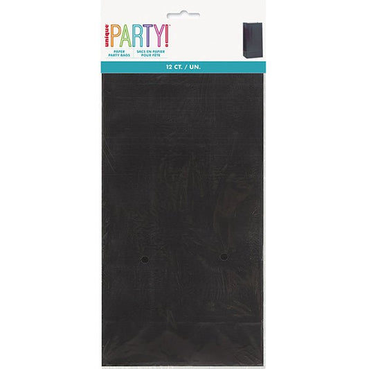 Paper Bags - Black (Pack of 12) - The Party Marketplace