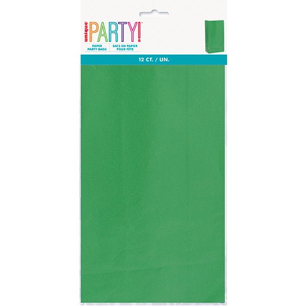 Paper Bags - Green (Pack of 12) - The Party Marketplace