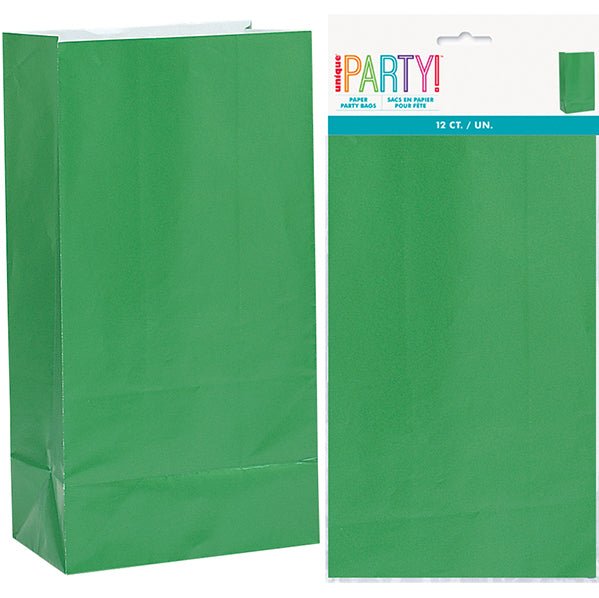 Paper Bags - Green (Pack of 12) - The Party Marketplace