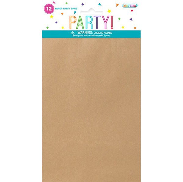 Paper Bags - Kraft Paper (Pack of 12) - The Party Marketplace