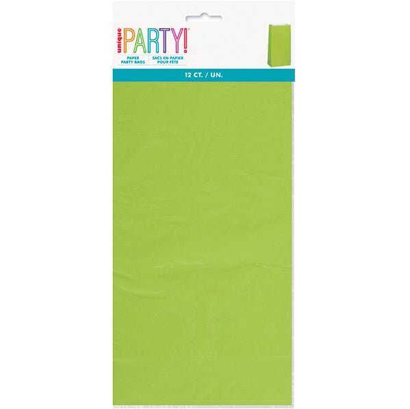 Paper Bags - Lime Green (Pack of 12) - The Party Marketplace