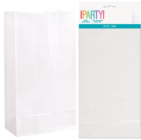 Paper Bags - White (Pack of 12) - The Party Marketplace