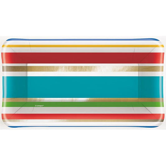 Party Diamonds Foil Stamped Rectangle Appetizer Paper Plates 23cm (Pack of 8) - The Party Marketplace