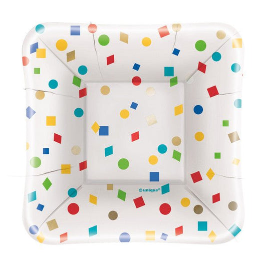 Party Diamonds Foil Stamped Square Appetizer Paper Plates 13cm (Pack of 8) - The Party Marketplace