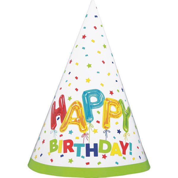 Party Hats - Happy Balloon (Pack of 8) - The Party Marketplace