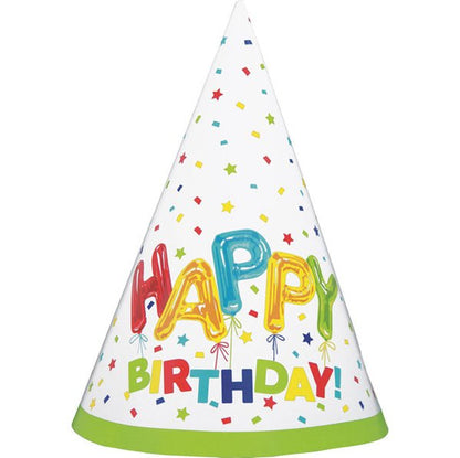 Party Hats - Happy Balloon (Pack of 8) - The Party Marketplace