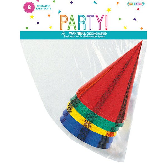 Party Hats - Prismatic Foil (Pack of 8) - The Party Marketplace