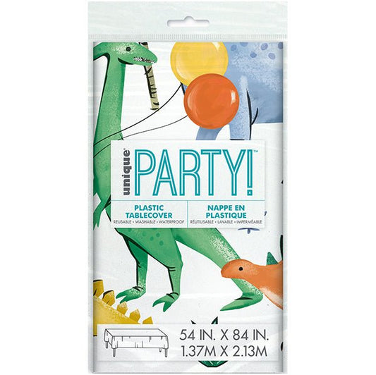 Partying Dinosaur Printed Tablecover 137cm x 213cm - The Party Marketplace