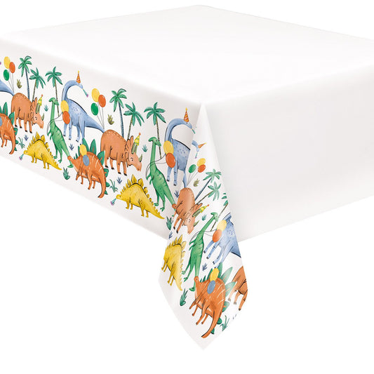 Partying Dinosaur Printed Tablecover 137cm x 213cm - The Party Marketplace