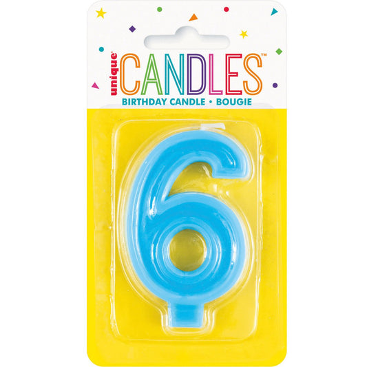 Pastel Blue Numeral Candle - 6 - The Party Marketplace