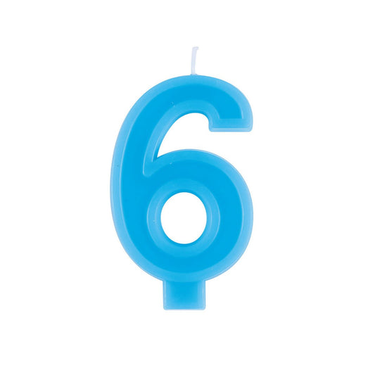 Pastel Blue Numeral Candle - 6 - The Party Marketplace