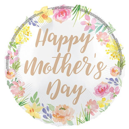Pastel Floral "Happy Mother's Day" Foil Balloon 45cm - The Party Marketplace