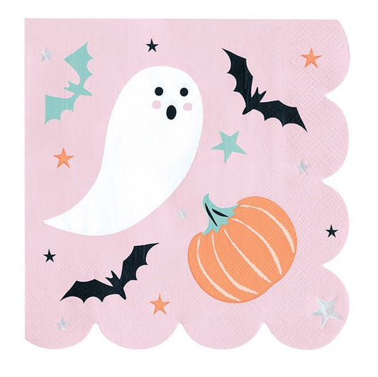 Pastel Hauntings Foil Stamped Scalloped Edge Luncheon Napkins (Pack of 16) - The Party Marketplace