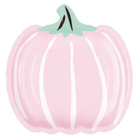 Pastel Hauntings Pumpkin Shaped Paper Plates 23cm (Pack of 8) - The Party Marketplace