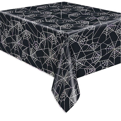 Pastel Hauntings Spiderweb Printed Foil Tablecover 137cm x 213cm - The Party Marketplace