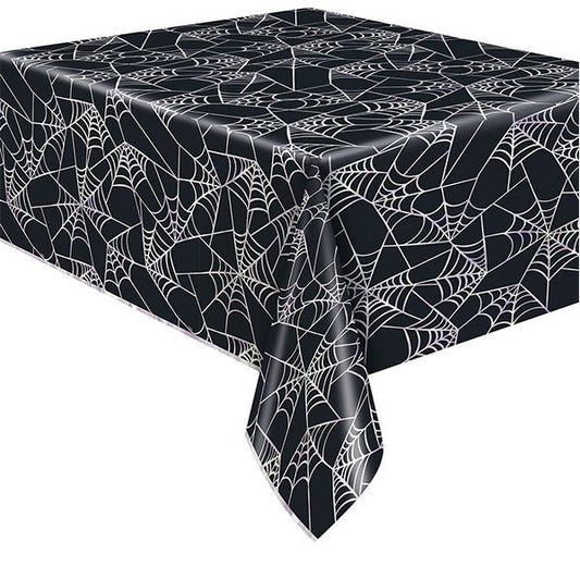 Pastel Hauntings Spiderweb Printed Foil Tablecover 137cm x 213cm - The Party Marketplace