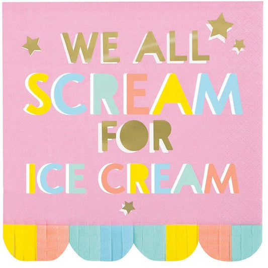 Pastel Ice Cream Foil Stamped Scalloped Fringe Edge Luncheon Napkins (Pack of 16) - The Party Marketplace