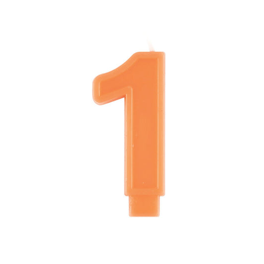 Pastel Orange Numeral Candle - 1 - The Party Marketplace