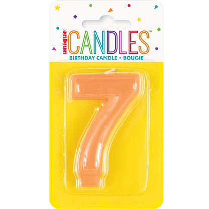 Pastel Orange Numeral Candle - 7 - The Party Marketplace