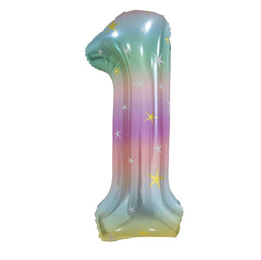 Pastel Rainbow "1" Numeral Foil Balloon (86cm) - The Party Marketplace
