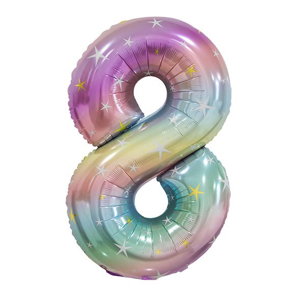 Pastel Rainbow "8" Numeral Foil Balloon (86cm) - The Party Marketplace