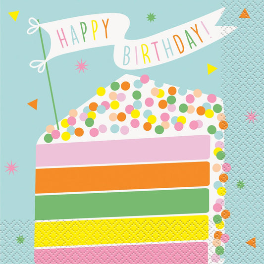 Pastel Rainbow Birthday Luncheon Napkins (Pack of 16) - The Party Marketplace