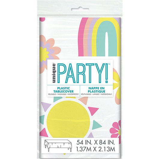 Pastel Rainbow Printed Tablecover 137cm x 213cm - The Party Marketplace