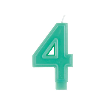 Pastel Teal Numeral Candle - 4 - The Party Marketplace