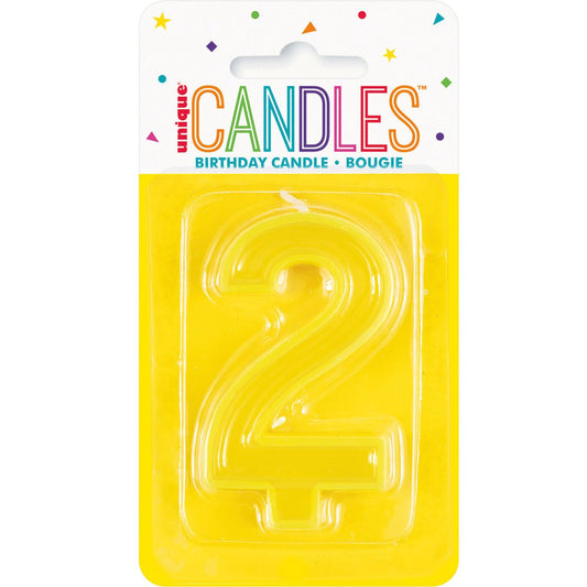 Pastel Yellow Numeral Candle - 2 - The Party Marketplace