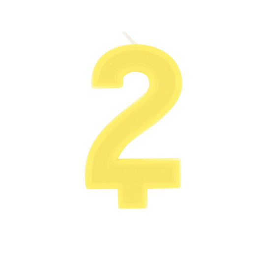 Pastel Yellow Numeral Candle - 2 - The Party Marketplace