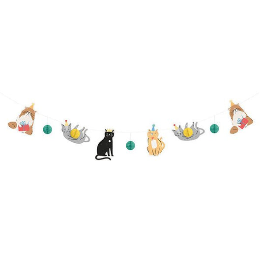 Pawty Animals Cat & Honeycomb Ball Paper Garland (2.13m) - The Party Marketplace