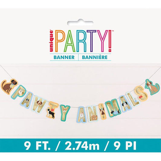 "Pawty Animals" Foil Stamped Letter Banner - 2.74m - The Party Marketplace