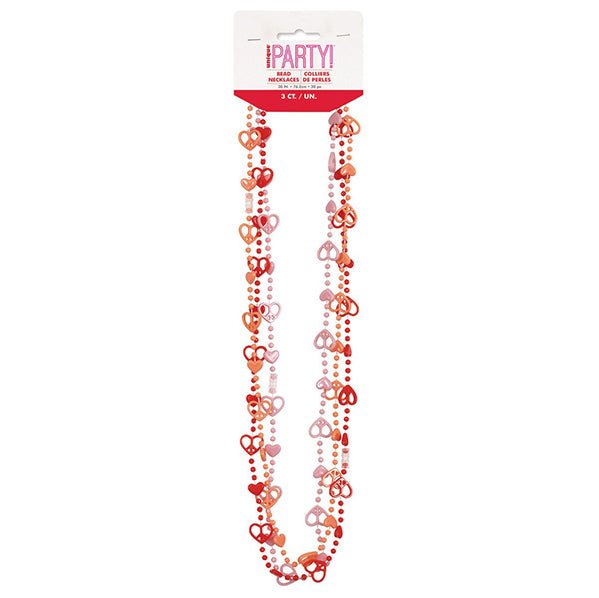 Peace Sign Heart Necklaces - Red, Pink & Peach (Pack of 3) - The Party Marketplace