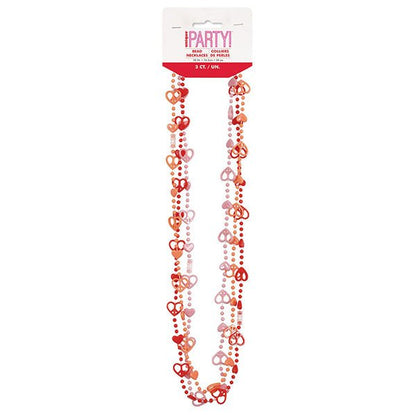 Peace Sign Heart Necklaces - Red, Pink & Peach (Pack of 3) - The Party Marketplace