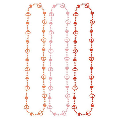 Peace Sign Heart Necklaces - Red, Pink & Peach (Pack of 3) - The Party Marketplace