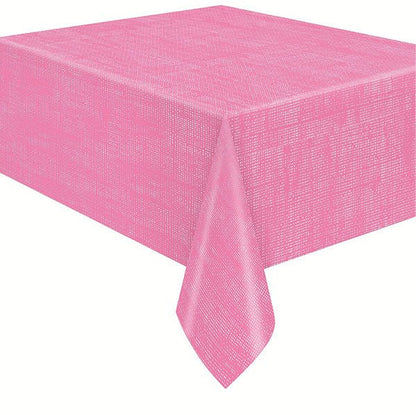 Peony Pink Flannel Backing Plastic Tablecover 137cm x 213cm - The Party Marketplace