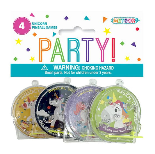 Pinball Games - Unicorn (Pack of 4) - The Party Marketplace