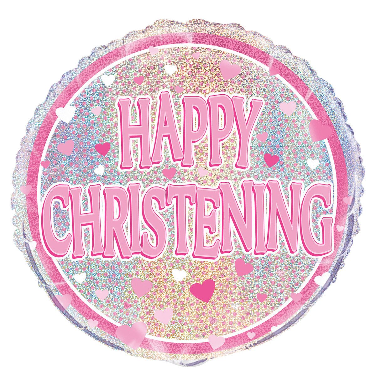 Pink Christening Foil Prismatic Balloon 45cm - The Party Marketplace
