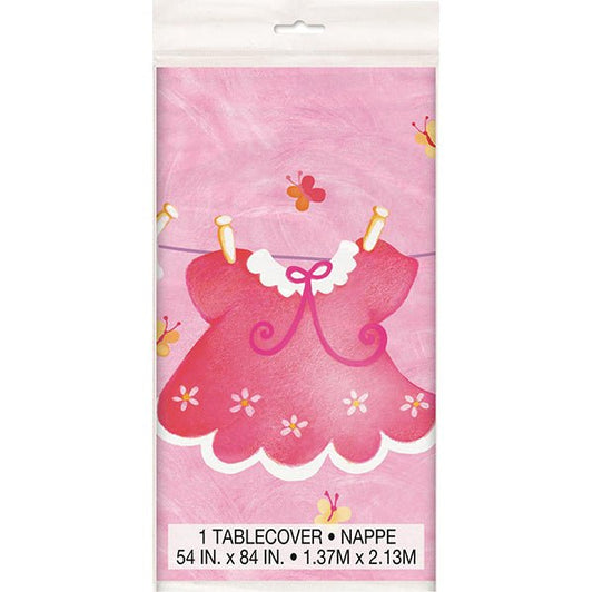 Pink Clothesline "It's A Girl" Printed Tablecover 137cm x 213cm - The Party Marketplace